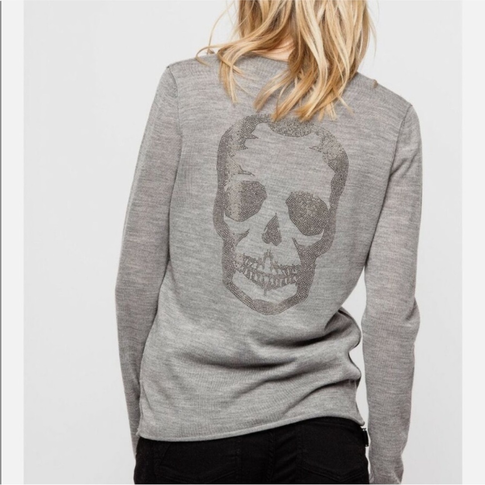 Zadig & Voltaire Miss M Skull camouflage studs merino sweater
